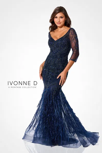 Ivonne D Id318 Long Formal Mother Of The Bride Mermaid Dress In Blue