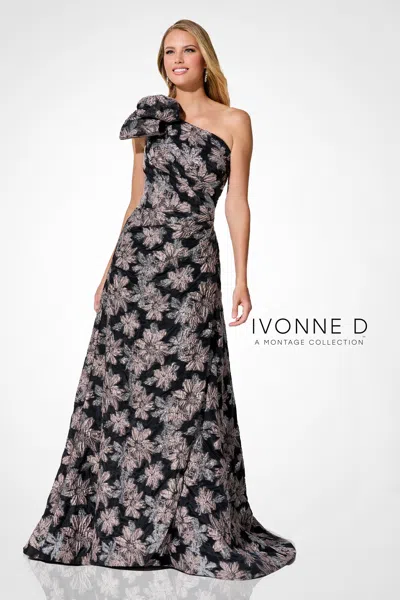Ivonne D Id326 Long Formal A Line Metallic Evening Dress In Multi