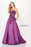 Ivonne D Id6201 A Line Long Formal Pleated Lace Evening Gown In Purple