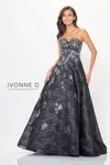 Ivonne D Id6202 Long A Line Formal Metallic Lace Evening Gown In Multi