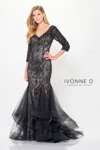 Ivonne D Id6210 Long Formal Beaded Lace Evening Dress In Multi