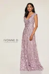 Ivonne D Id807 A Line Long Formal Lace Evening Gown In Purple