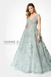 Ivonne D Id903 Long Ball Gown Laced Appliqued Evening Dress In Green
