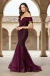 Ivonne D Id904 Long Mermaid Beaded Lace Evening Dress In Burgundy