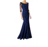 Ivonne D Lace Mermaid Gown In Dark Mink