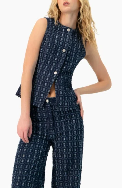 Ivonne Denim Vest With Front Buttons In Blue