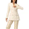 Ivonne Double-breasted Check Blazer With Gold Buttons In Gold