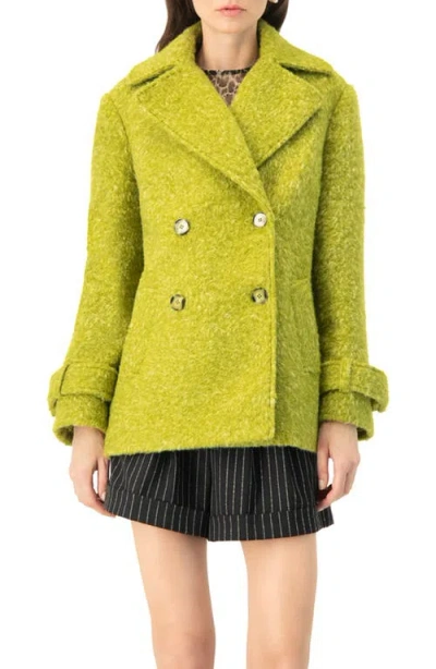 Ivonne Double-breasted Coat With Maxi Lapel In Green