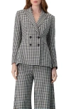Ivonne Double-breasted Houndstooth Blazer In Black