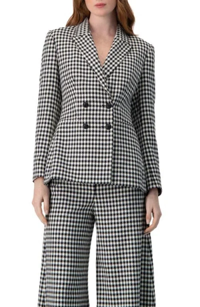 Ivonne Double-breasted Houndstooth Blazer In Black