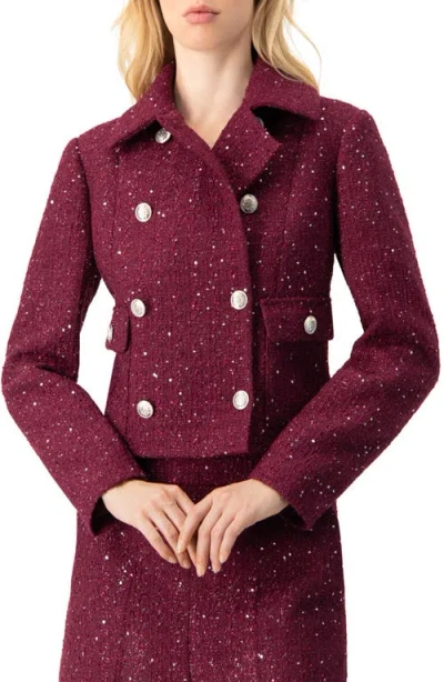 Ivonne Double-breasted Short Jacket In Burgundy