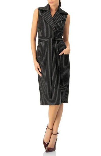 Ivonne Double-breasted Striped Midi Dress In Black