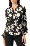 Ivonne Double Front Placket Satin Shirt In Black