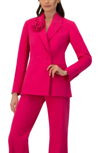 Ivonne Double-breasted Cotton Blazer With Flower Detail In Red