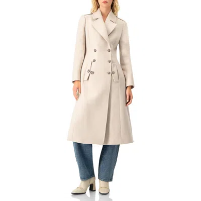 Ivonne Double-breasted Wool-blend Belted Long Coat In Gray