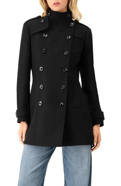 Ivonne Double-breasted Wool-blend Officer Coat In Black