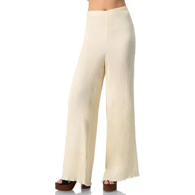Ivonne Elastic Waistband Pleated Wide-leg  Pants In Neutral