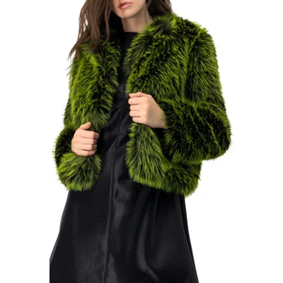 Ivonne Faux Fur Short Coat In Green