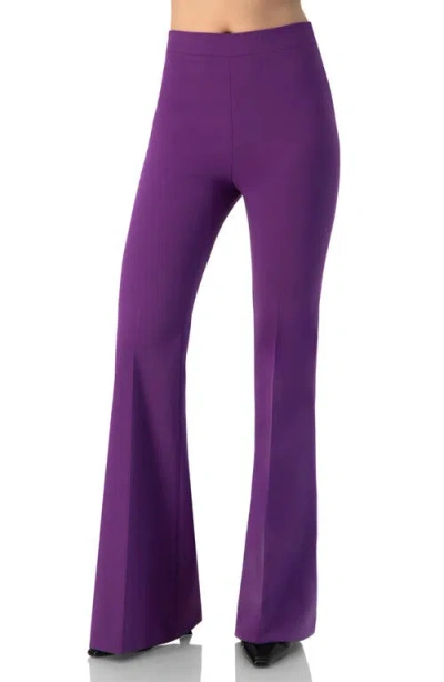 Ivonne Flared Pants With Back Pleats In Purple