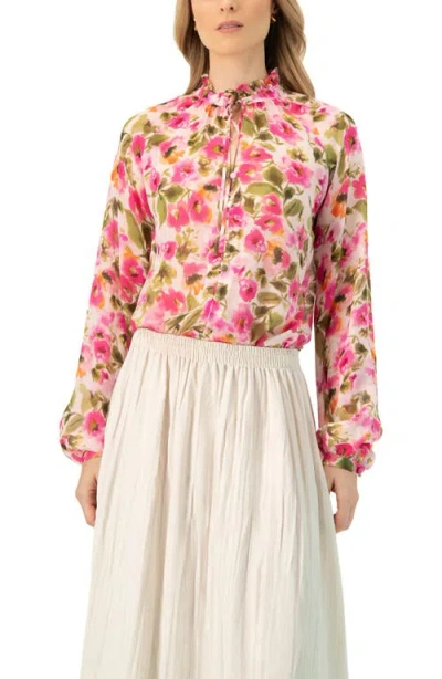 Ivonne Floral High Neck Blouse In Multi