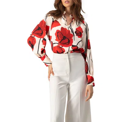 Ivonne Floral Print Statement Blouse In Multi
