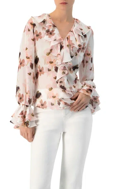 Ivonne Floral V-neck Blouse With Ruffle Detail In Multi