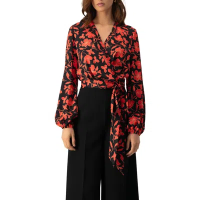 Ivonne Floral Wrap Blouse With Tie Waist In Multi