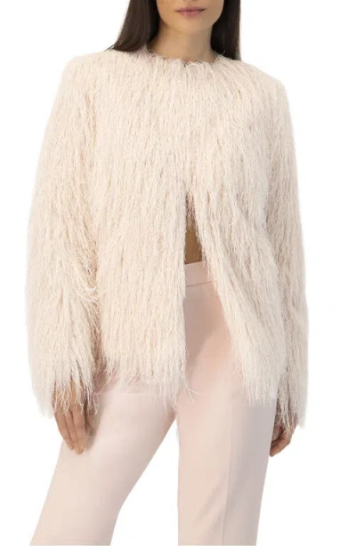 Ivonne Fringe Coat With Snap Closures In Pink