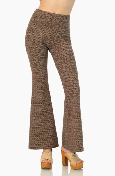 Ivonne Geometric Jacquard Flared Pants In Brown