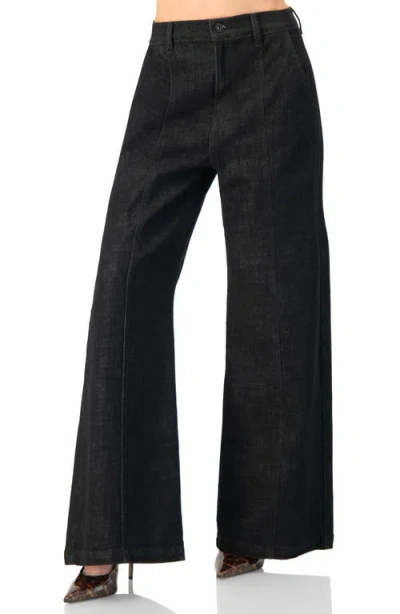 Ivonne High-waisted Wide-leg Denim Jeans In Black