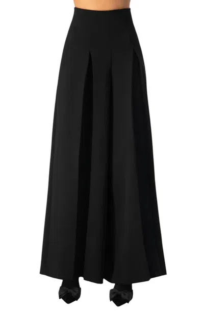 Ivonne High-rise Pleated Palazzo Pants In Black