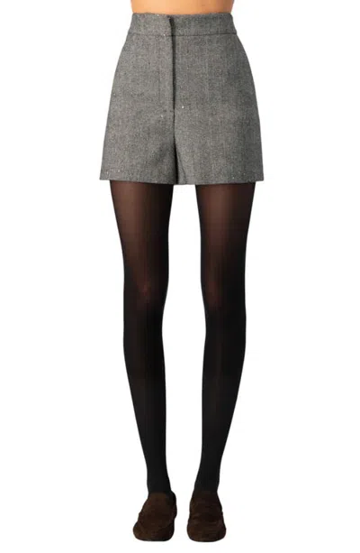 Ivonne High-rise Tweed Shorts With Metallic Fleck In Gray