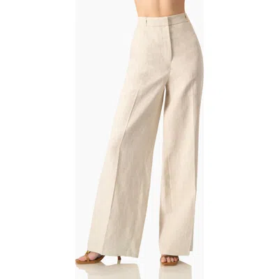 Ivonne High-waist Wide-leg Linen Tailored Pants In Neutral