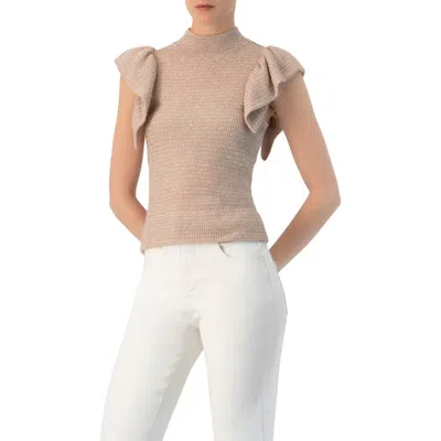 Ivonne Knitted Ruffle Sleeve Blouse In Pink