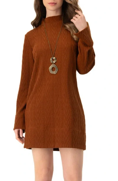 Ivonne Knitted Short Dress With Necklace In Brown