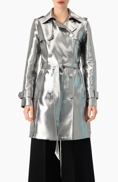 Ivonne Liquid Metallic Double-breasted Trench Coat