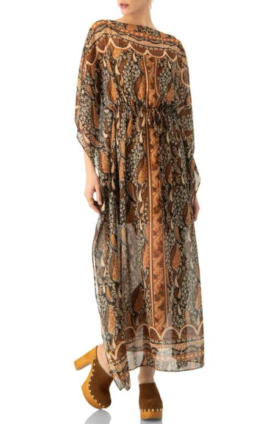 Ivonne Long Batwing Sleeve Dress In Brown