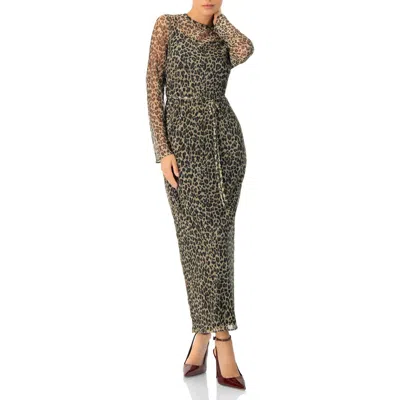 Ivonne Long See-though Animal Print Dress In Multi