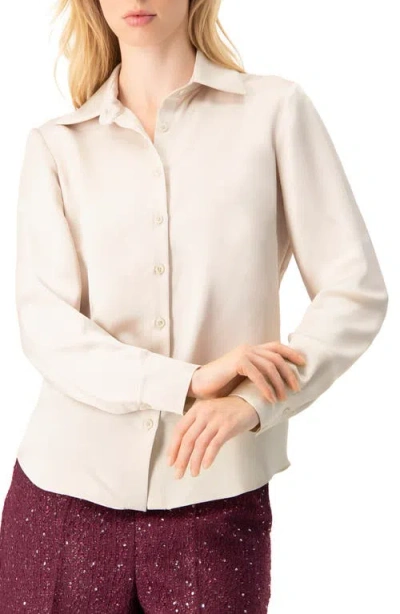 Ivonne Long Sleeve Button-up Shirt In Metallic