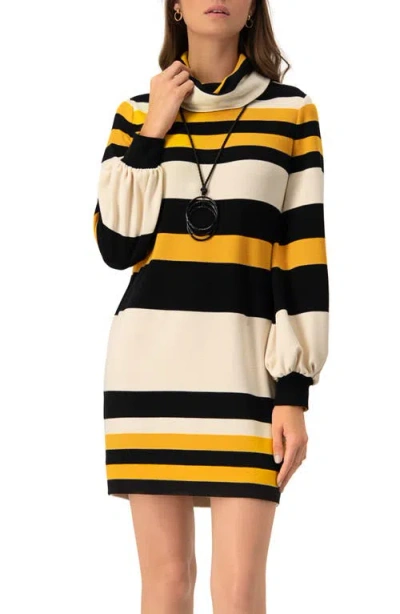 Ivonne Long Sleeve Color Block Shift Dress In Multi