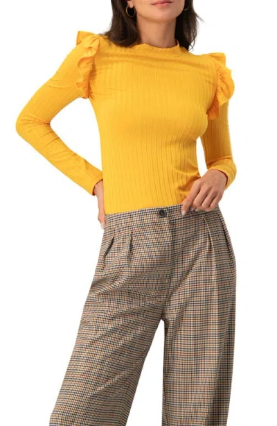 Ivonne Long Sleeve Ruffled Blouse In Yellow