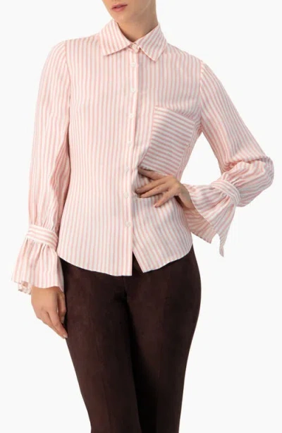 Ivonne Long Sleeve Striped Shirt In Pink