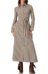 Ivonne Long Striped Shirt Dress In Multi