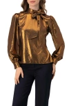 Ivonne Metalic Bow Blouse In Brown