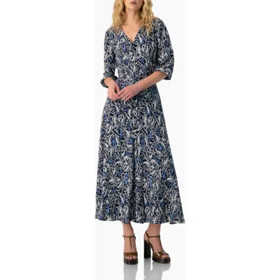 Ivonne Paisley V-neck Maxi Dress In Blue