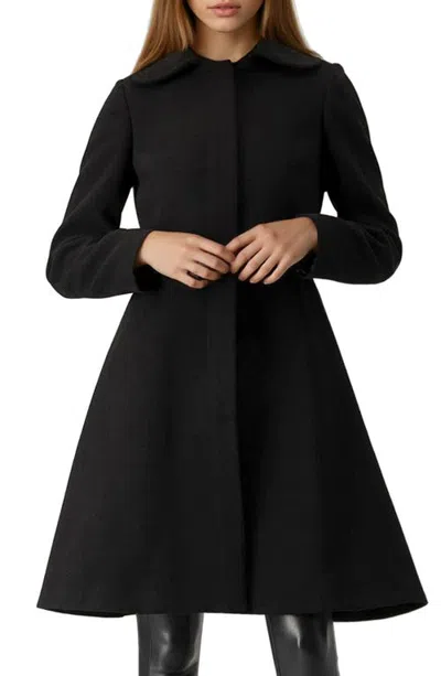 Ivonne Petal-collar Wool-blend Zip Coat In Black