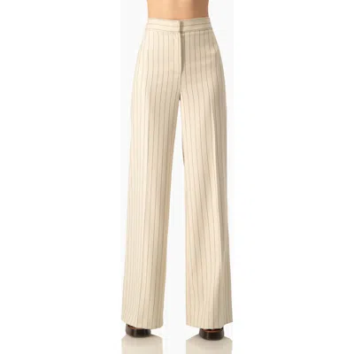 Ivonne Pinstripe Wide-leg, High-waist Tailored Pants In Neutral