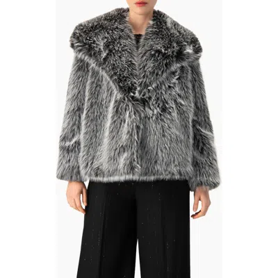 Ivonne Plush Faux Fur Cropped Coat In Gray