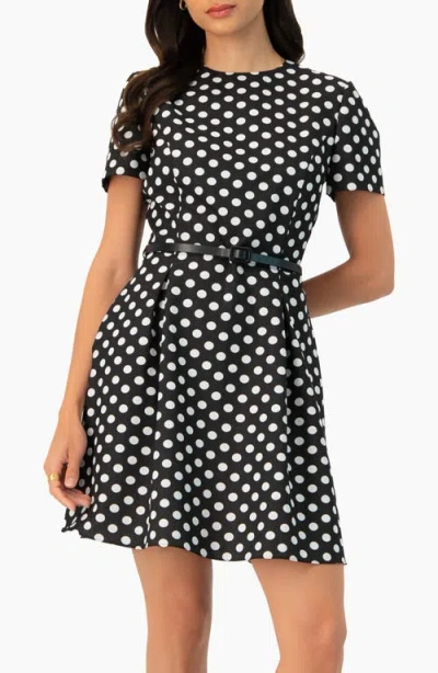 Ivonne Polka Dot A-line Short Dress In Black