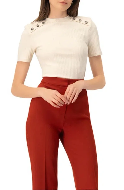 IVONNE IVONNE PUFFED SHOULDER BEIGE TOP